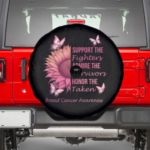 Breast Cancer Awareness Spare Tire Cover Support Admire Honor Pink Sunflower TS02 Black Print Your Wear