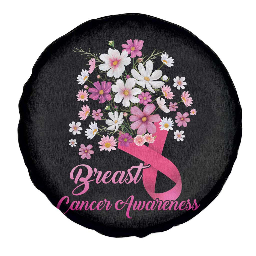 Breast Cancer Awareness Spare Tire Cover Pink Ribbon Flower Bouquet TS02 Print Your Wear
