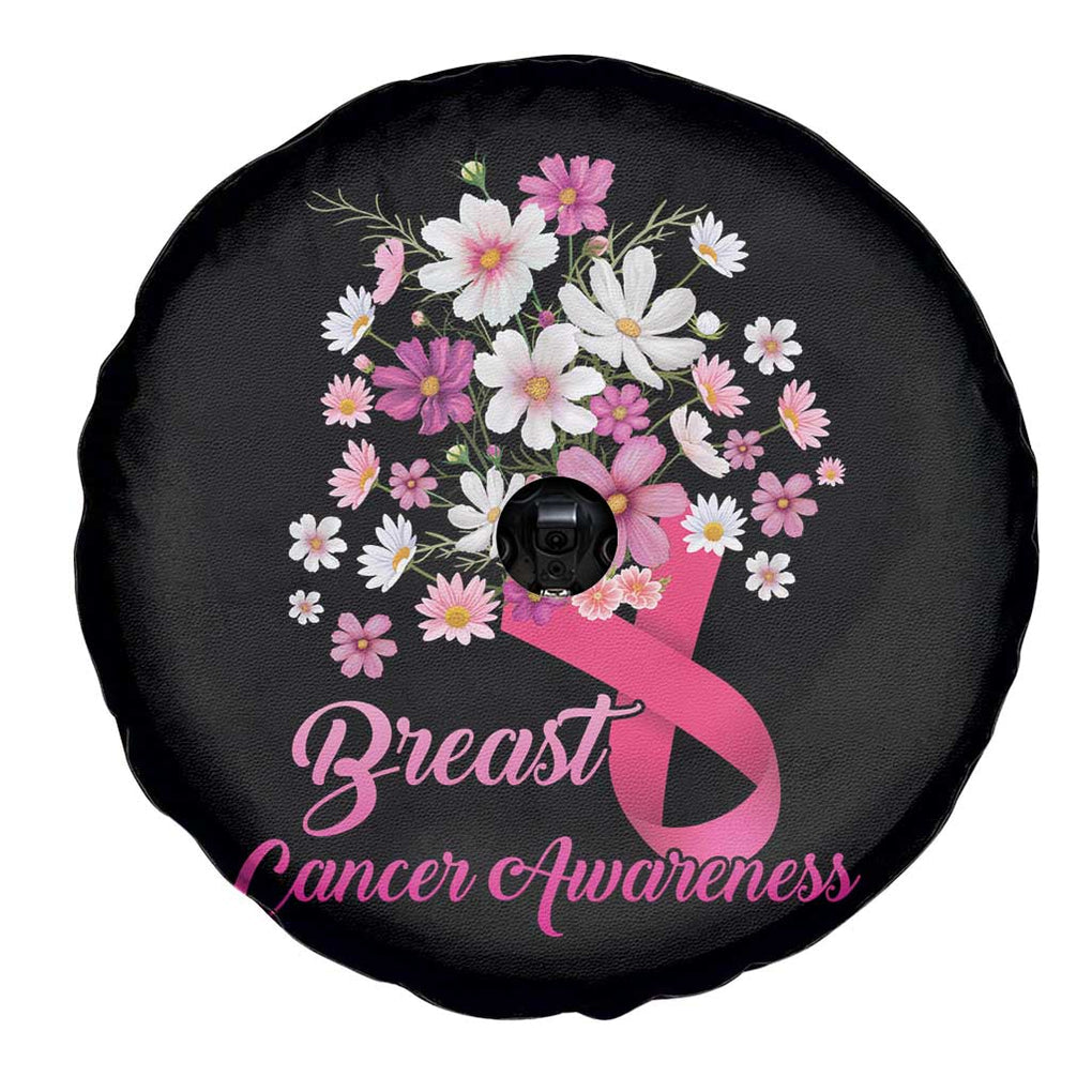 Breast Cancer Awareness Spare Tire Cover Pink Ribbon Flower Bouquet TS02 Print Your Wear