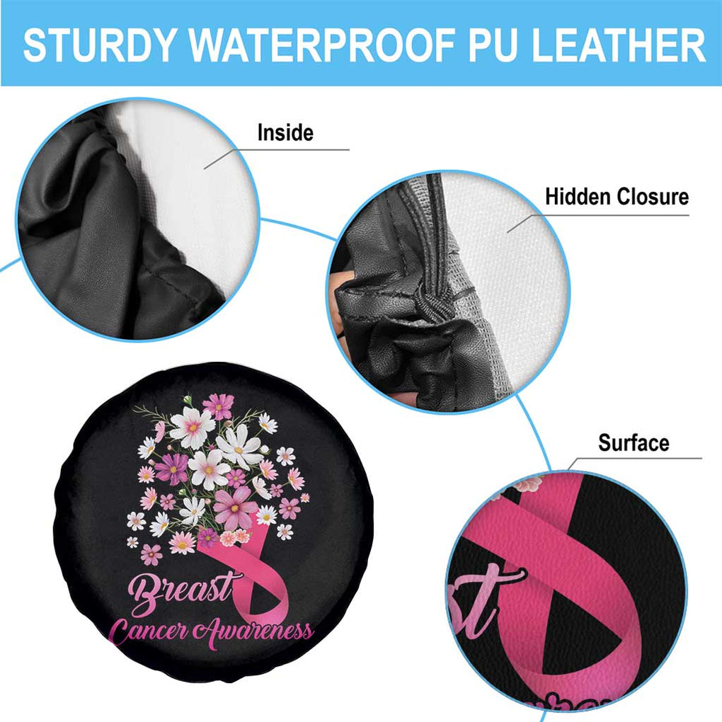Breast Cancer Awareness Spare Tire Cover Pink Ribbon Flower Bouquet TS02 Print Your Wear