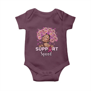 Breast Cancer Awareness Baby Onesie Black Afro Woman Support Squad Pink Ribbon Sunflower TS02 Maroon Print Your Wear