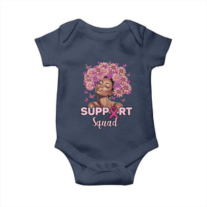 Breast Cancer Awareness Baby Onesie Black Afro Woman Support Squad Pink Ribbon Sunflower TS02 Navy Print Your Wear