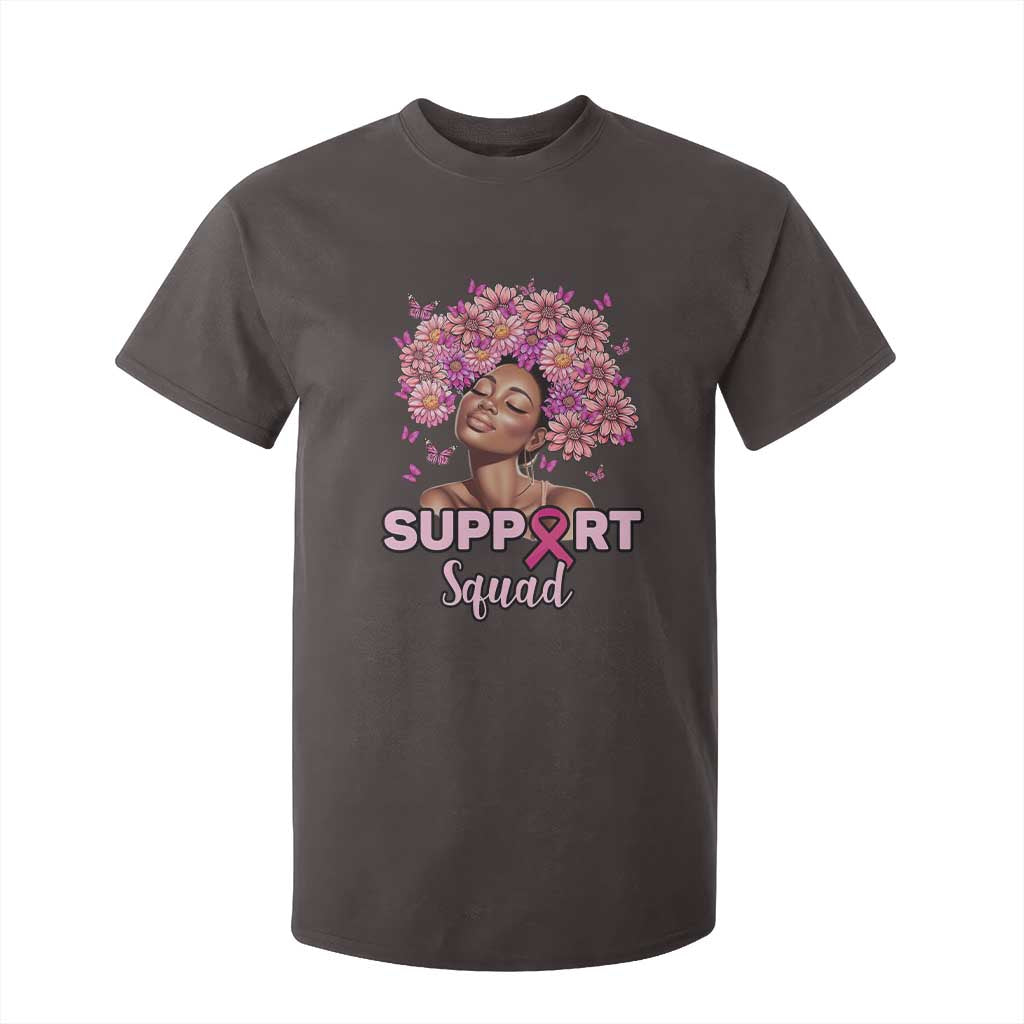 Breast Cancer Awareness T Shirt For Kid Black Afro Woman Support Squad Pink Ribbon Sunflower TS02 Dark Chocolate Print Your Wear