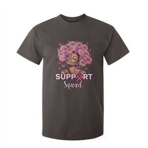 Breast Cancer Awareness T Shirt For Kid Black Afro Woman Support Squad Pink Ribbon Sunflower TS02 Dark Chocolate Print Your Wear