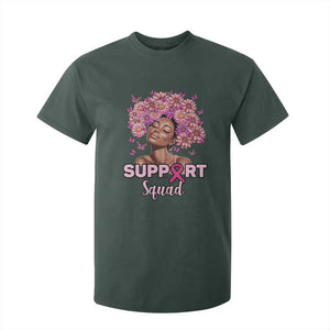 Breast Cancer Awareness T Shirt For Kid Black Afro Woman Support Squad Pink Ribbon Sunflower TS02 Dark Forest Green Print Your Wear