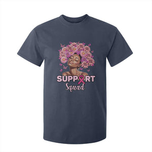 Breast Cancer Awareness T Shirt For Kid Black Afro Woman Support Squad Pink Ribbon Sunflower TS02 Navy Print Your Wear