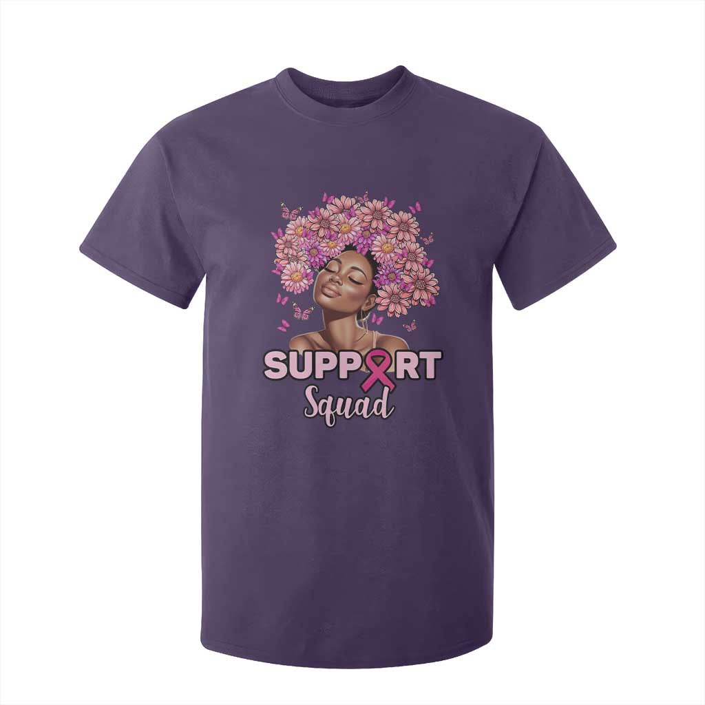 Breast Cancer Awareness T Shirt For Kid Black Afro Woman Support Squad Pink Ribbon Sunflower TS02 Purple Print Your Wear
