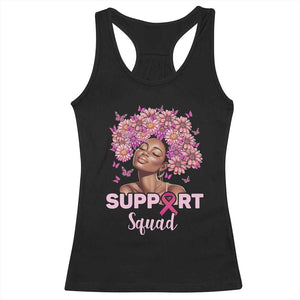 Breast Cancer Awareness Racerback Tank Top Black Afro Woman Support Squad Pink Ribbon Sunflower TS02 Black Print Your Wear
