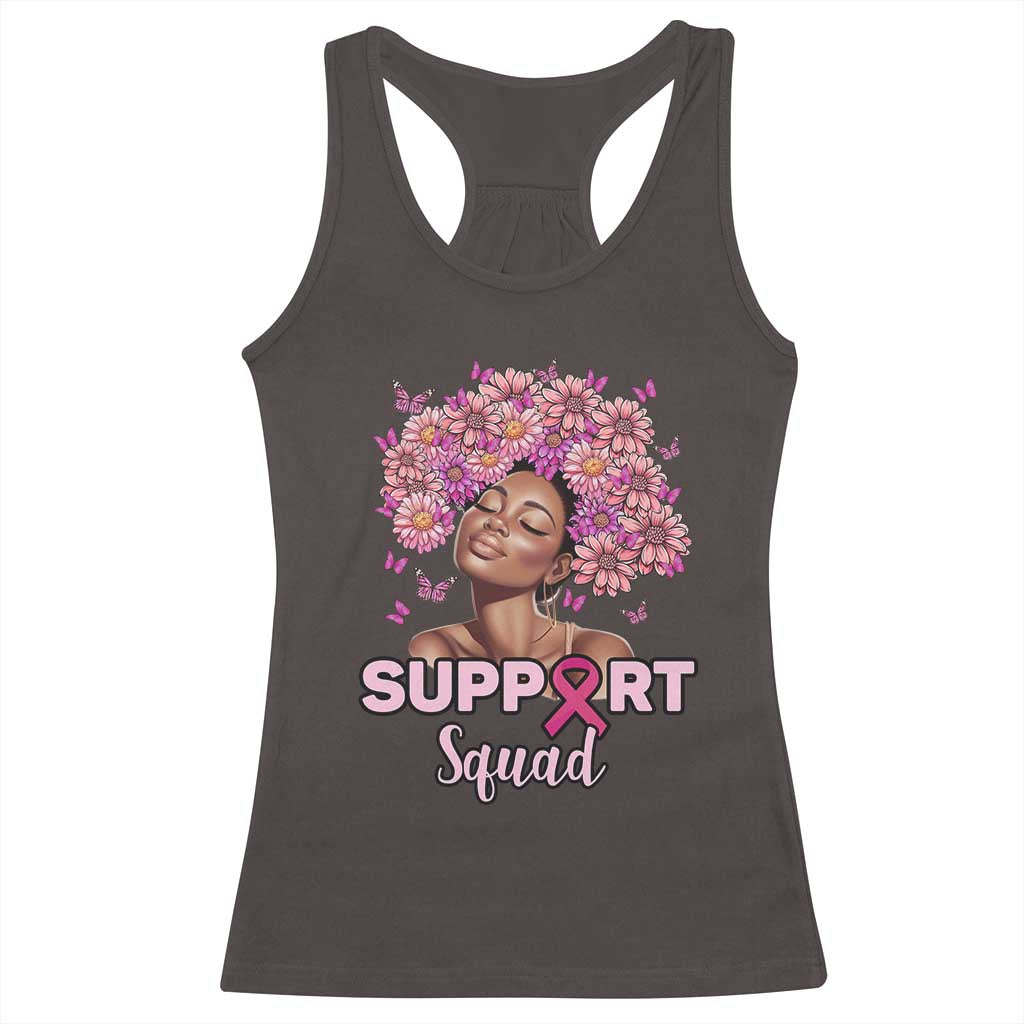 Breast Cancer Awareness Racerback Tank Top Black Afro Woman Support Squad Pink Ribbon Sunflower TS02 Dark Chocolate Print Your Wear
