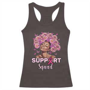 Breast Cancer Awareness Racerback Tank Top Black Afro Woman Support Squad Pink Ribbon Sunflower TS02 Dark Chocolate Print Your Wear