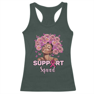 Breast Cancer Awareness Racerback Tank Top Black Afro Woman Support Squad Pink Ribbon Sunflower TS02 Dark Forest Green Print Your Wear