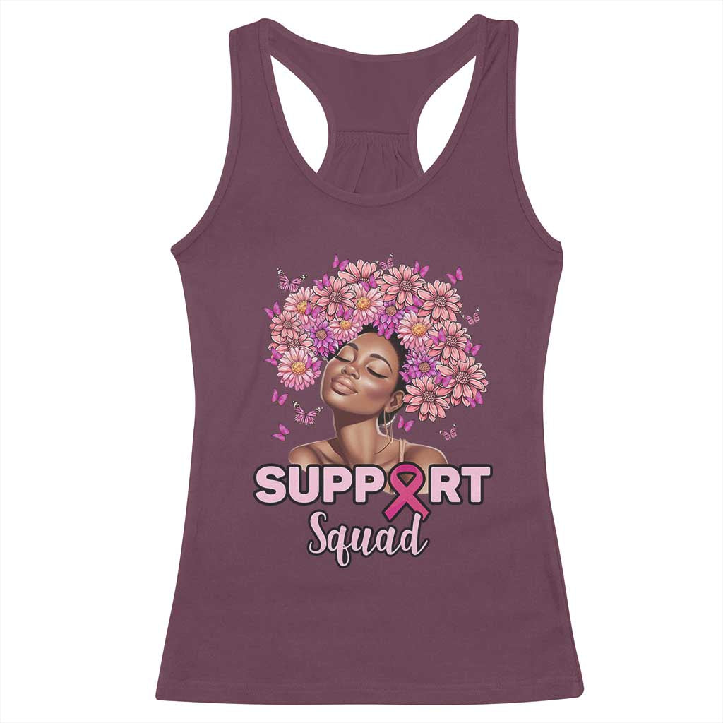Breast Cancer Awareness Racerback Tank Top Black Afro Woman Support Squad Pink Ribbon Sunflower TS02 Maroon Print Your Wear