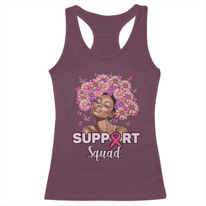 Breast Cancer Awareness Racerback Tank Top Black Afro Woman Support Squad Pink Ribbon Sunflower TS02 Maroon Print Your Wear