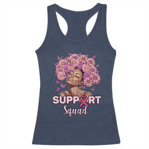 Breast Cancer Awareness Racerback Tank Top Black Afro Woman Support Squad Pink Ribbon Sunflower TS02 Navy Print Your Wear