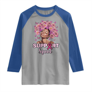 Breast Cancer Awareness Raglan Shirt Black Afro Woman Support Squad Pink Ribbon Sunflower TS02 Sport Gray Royal Print Your Wear