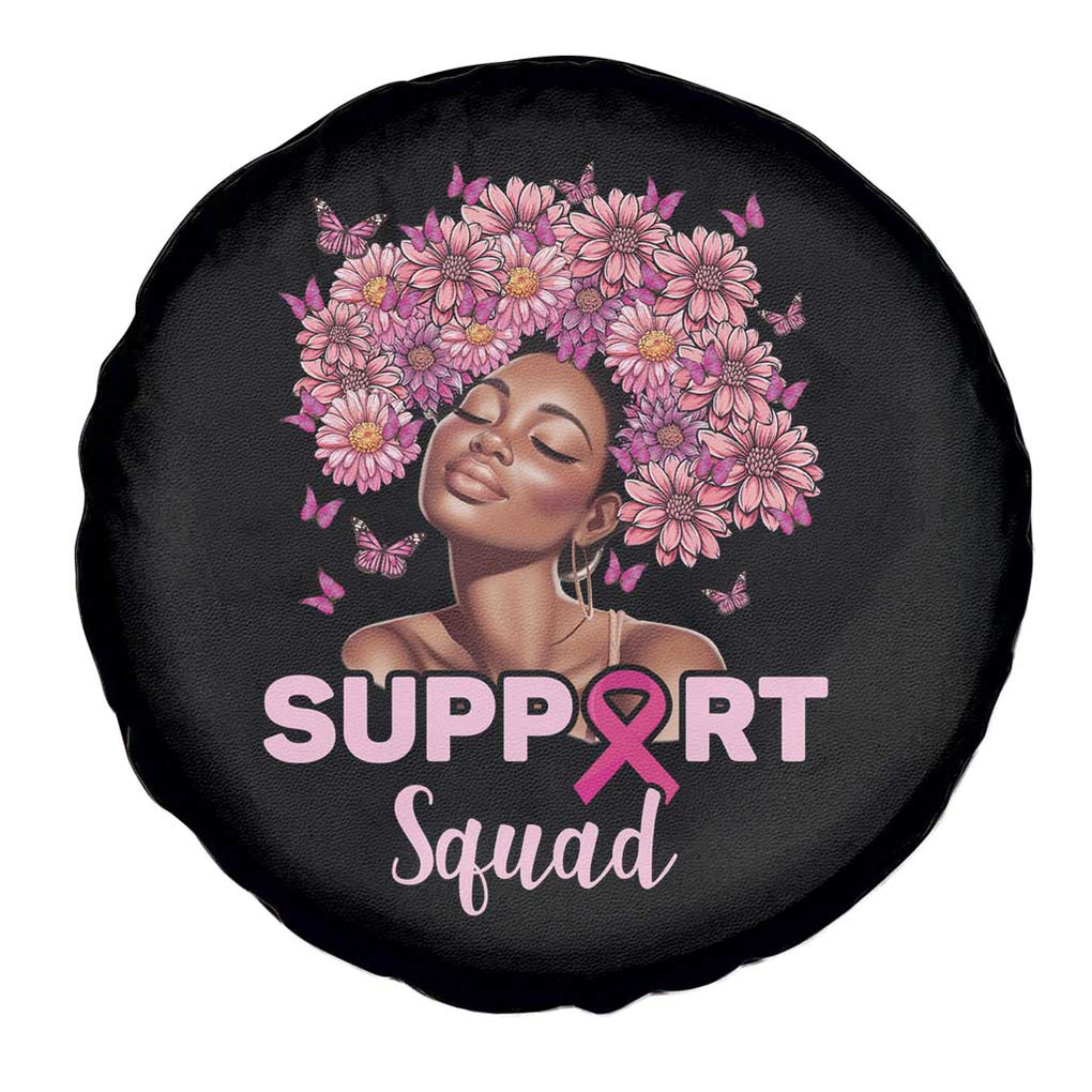 Breast Cancer Awareness Spare Tire Cover Support Squad Black Afro Women Pink Ribbon Sunflower TS02 Print Your Wear