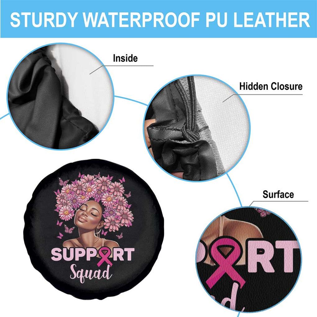 Breast Cancer Awareness Spare Tire Cover Support Squad Black Afro Women Pink Ribbon Sunflower TS02 Print Your Wear