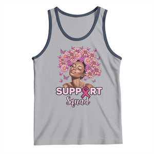 Breast Cancer Awareness Tank Top Black Afro Woman Support Squad Pink Ribbon Sunflower TS02 Athletic Heather Navy Print Your Wear