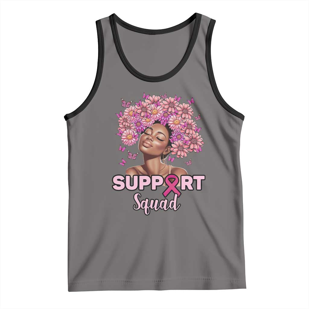 Breast Cancer Awareness Tank Top Black Afro Woman Support Squad Pink Ribbon Sunflower TS02 Deep Heather Black Print Your Wear