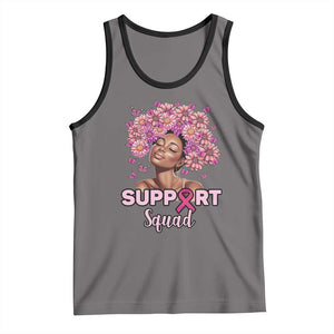 Breast Cancer Awareness Tank Top Black Afro Woman Support Squad Pink Ribbon Sunflower TS02 Deep Heather Black Print Your Wear