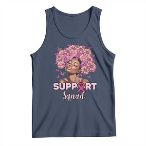 Breast Cancer Awareness Tank Top Black Afro Woman Support Squad Pink Ribbon Sunflower TS02 Navy Print Your Wear