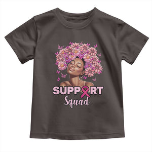 Breast Cancer Awareness Toddler T Shirt Black Afro Woman Support Squad Pink Ribbon Sunflower TS02 Dark Chocolate Print Your Wear