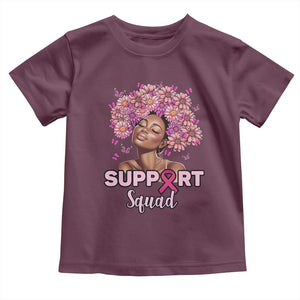 Breast Cancer Awareness Toddler T Shirt Black Afro Woman Support Squad Pink Ribbon Sunflower TS02 Maroon Print Your Wear