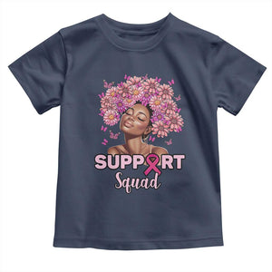 Breast Cancer Awareness Toddler T Shirt Black Afro Woman Support Squad Pink Ribbon Sunflower TS02 Navy Print Your Wear