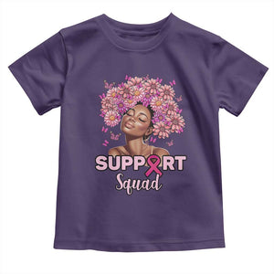 Breast Cancer Awareness Toddler T Shirt Black Afro Woman Support Squad Pink Ribbon Sunflower TS02 Purple Print Your Wear