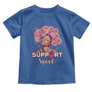 Breast Cancer Awareness Toddler T Shirt Black Afro Woman Support Squad Pink Ribbon Sunflower TS02 Royal Blue Print Your Wear