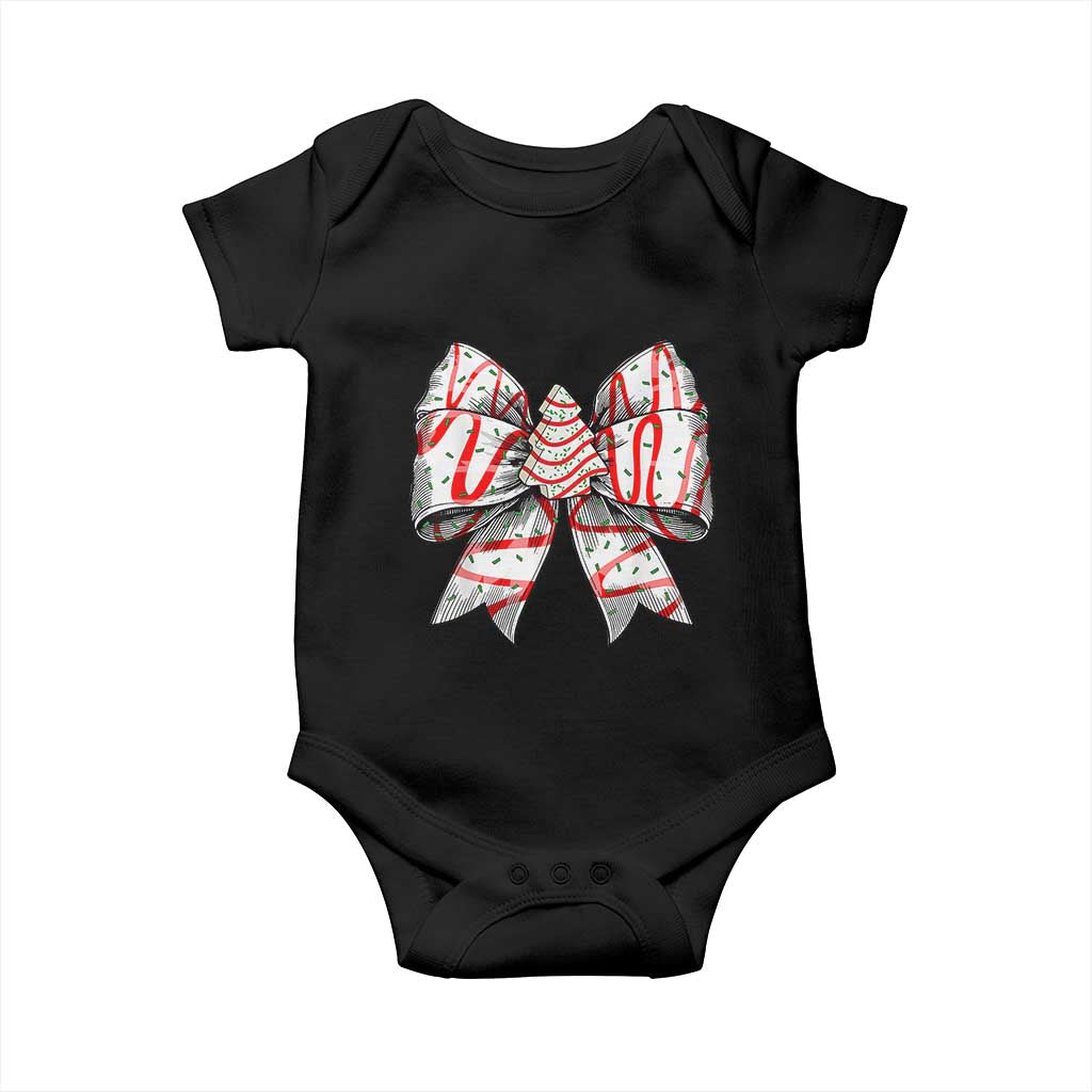 Coquette Bow Christmas Tree Cake Baby Onesie Xmas Vibes TS02 Black Print Your Wear