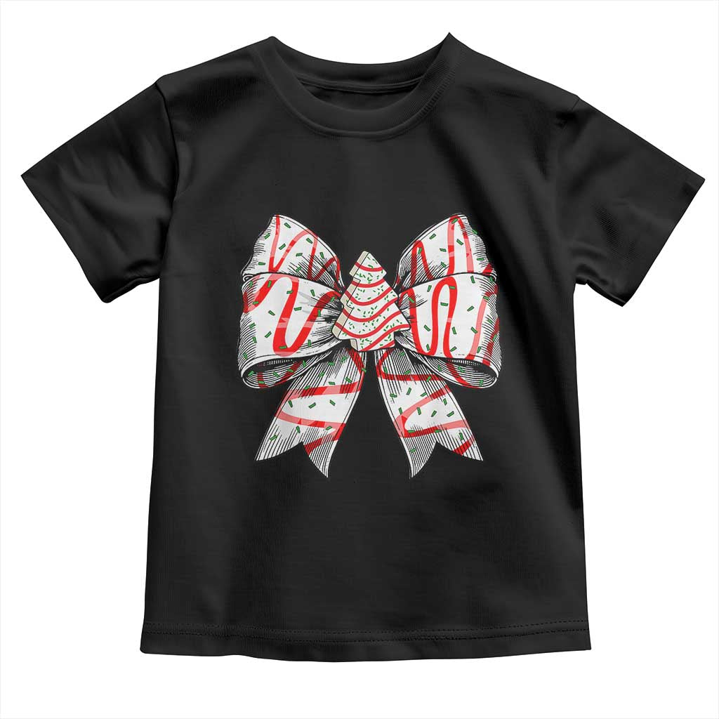 Coquette Bow Christmas Tree Cake Baby Shirt Xmas Vibes TS02 Black Print Your Wear