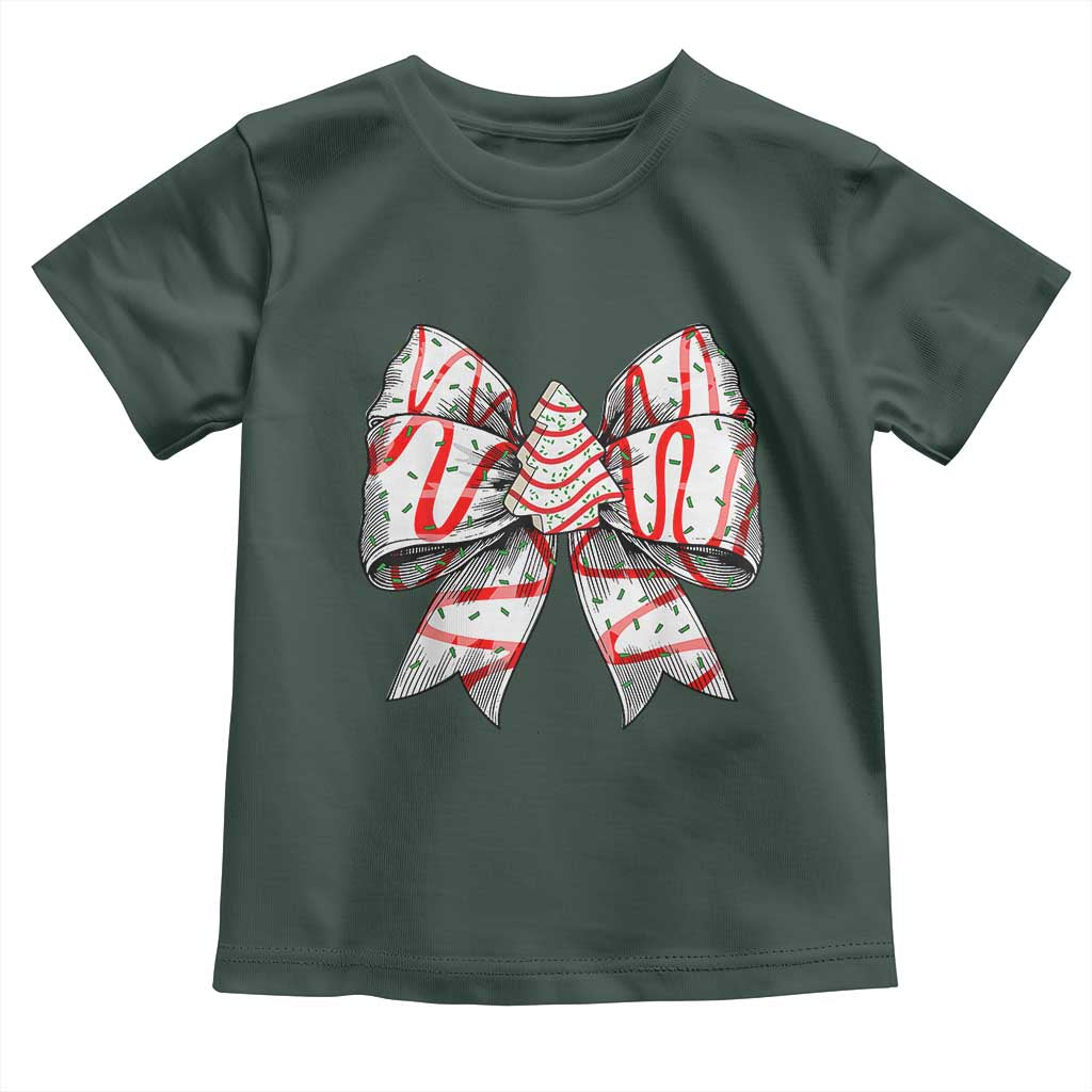 Coquette Bow Christmas Tree Cake Baby Shirt Xmas Vibes TS02 Dark Forest Green Print Your Wear