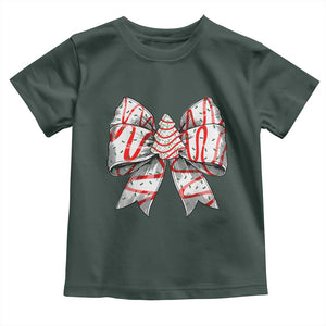 Coquette Bow Christmas Tree Cake Baby Shirt Xmas Vibes TS02 Dark Forest Green Print Your Wear