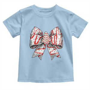 Coquette Bow Christmas Tree Cake Baby Shirt Xmas Vibes TS02 Light Blue Print Your Wear