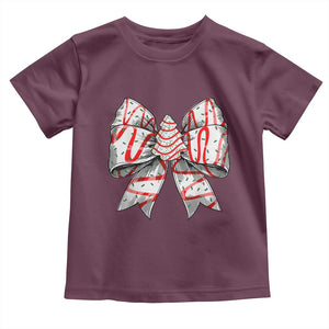 Coquette Bow Christmas Tree Cake Baby Shirt Xmas Vibes TS02 Maroon Print Your Wear