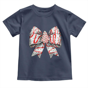 Coquette Bow Christmas Tree Cake Baby Shirt Xmas Vibes TS02 Navy Print Your Wear
