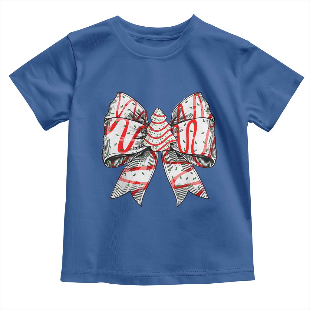 Coquette Bow Christmas Tree Cake Baby Shirt Xmas Vibes TS02 Royal Blue Print Your Wear