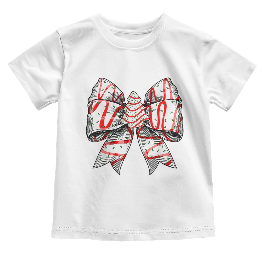 Coquette Bow Christmas Tree Cake Baby Shirt Xmas Vibes TS02 White Print Your Wear