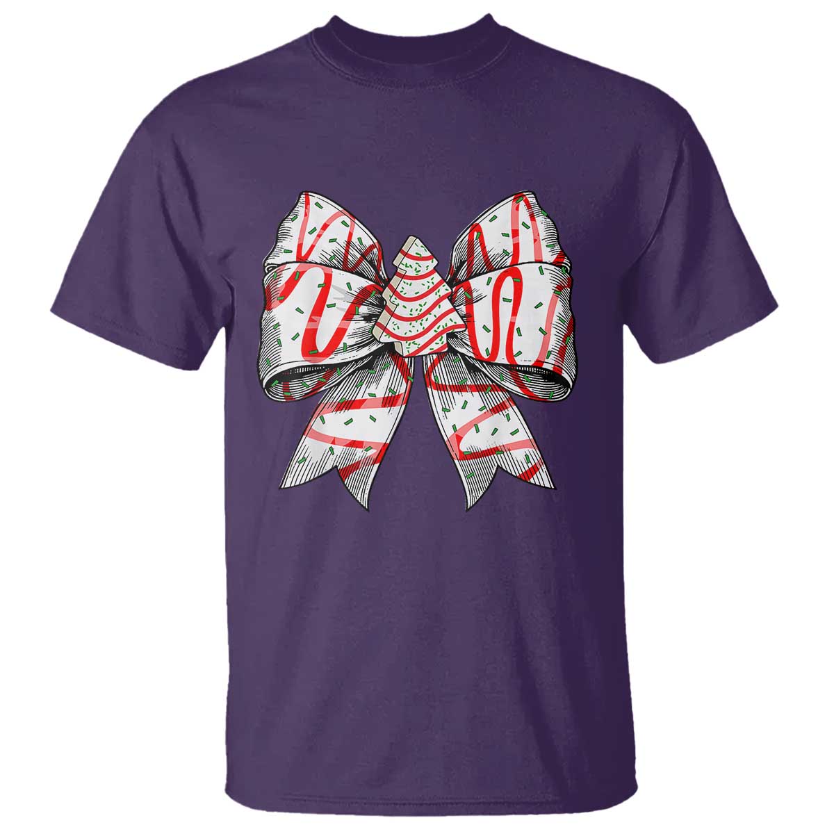 Coquette Bow Christmas Tree Cake T Shirt Xmas Vibes TS02 Purple Print Your Wear
