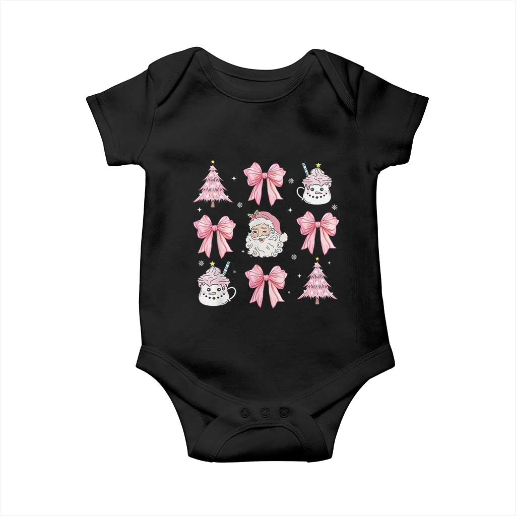 Pink Christmas Coquette Bow Baby Onesie Santa Festive Xmas Vibe TS02 Black Print Your Wear