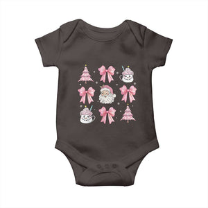 Pink Christmas Coquette Bow Baby Onesie Santa Festive Xmas Vibe TS02 Dark Chocolate Print Your Wear