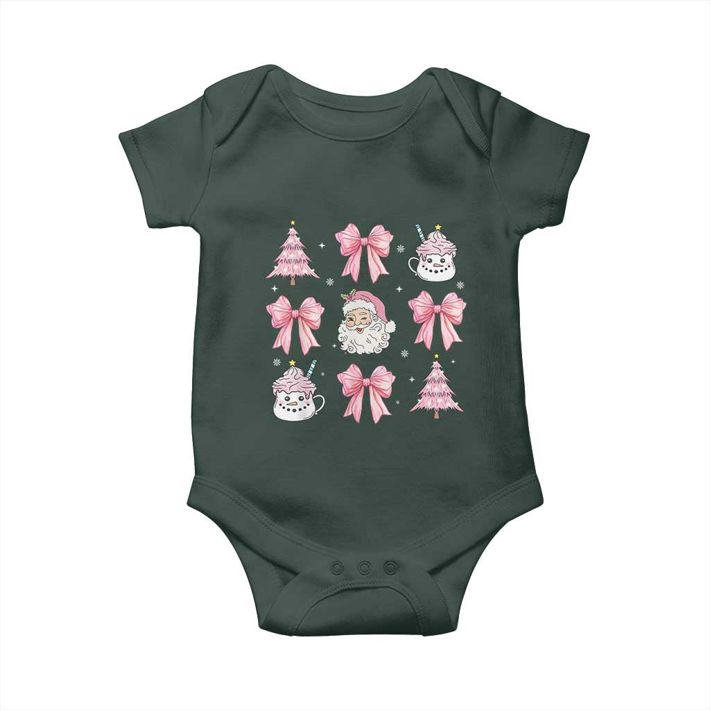 Pink Christmas Coquette Bow Baby Onesie Santa Festive Xmas Vibe TS02 Print Your Wear
