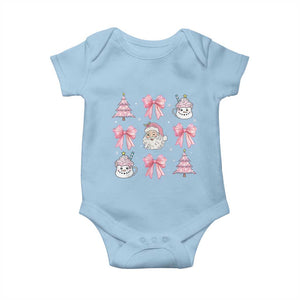 Pink Christmas Coquette Bow Baby Onesie Santa Festive Xmas Vibe TS02 Light Blue Print Your Wear