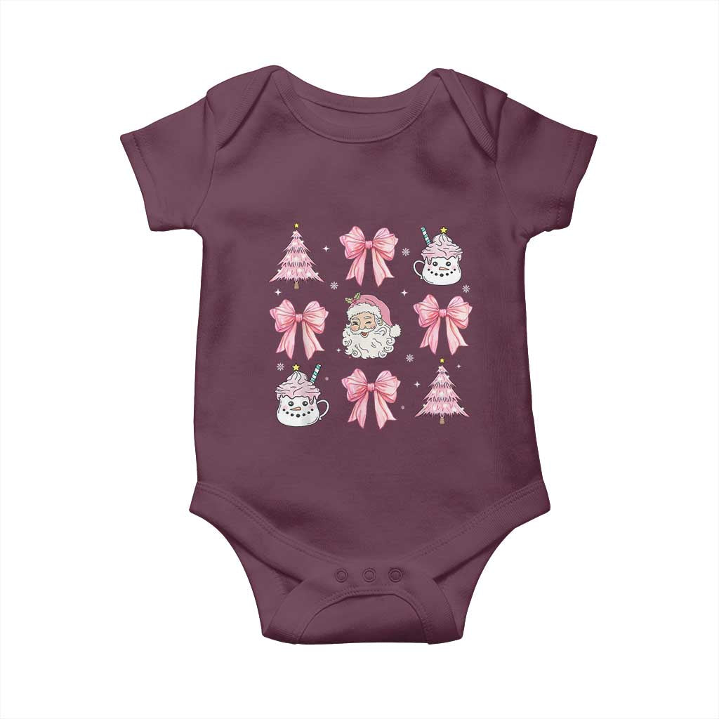 Pink Christmas Coquette Bow Baby Onesie Santa Festive Xmas Vibe TS02 Maroon Print Your Wear