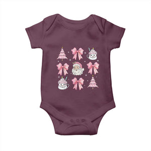 Pink Christmas Coquette Bow Baby Onesie Santa Festive Xmas Vibe TS02 Maroon Print Your Wear
