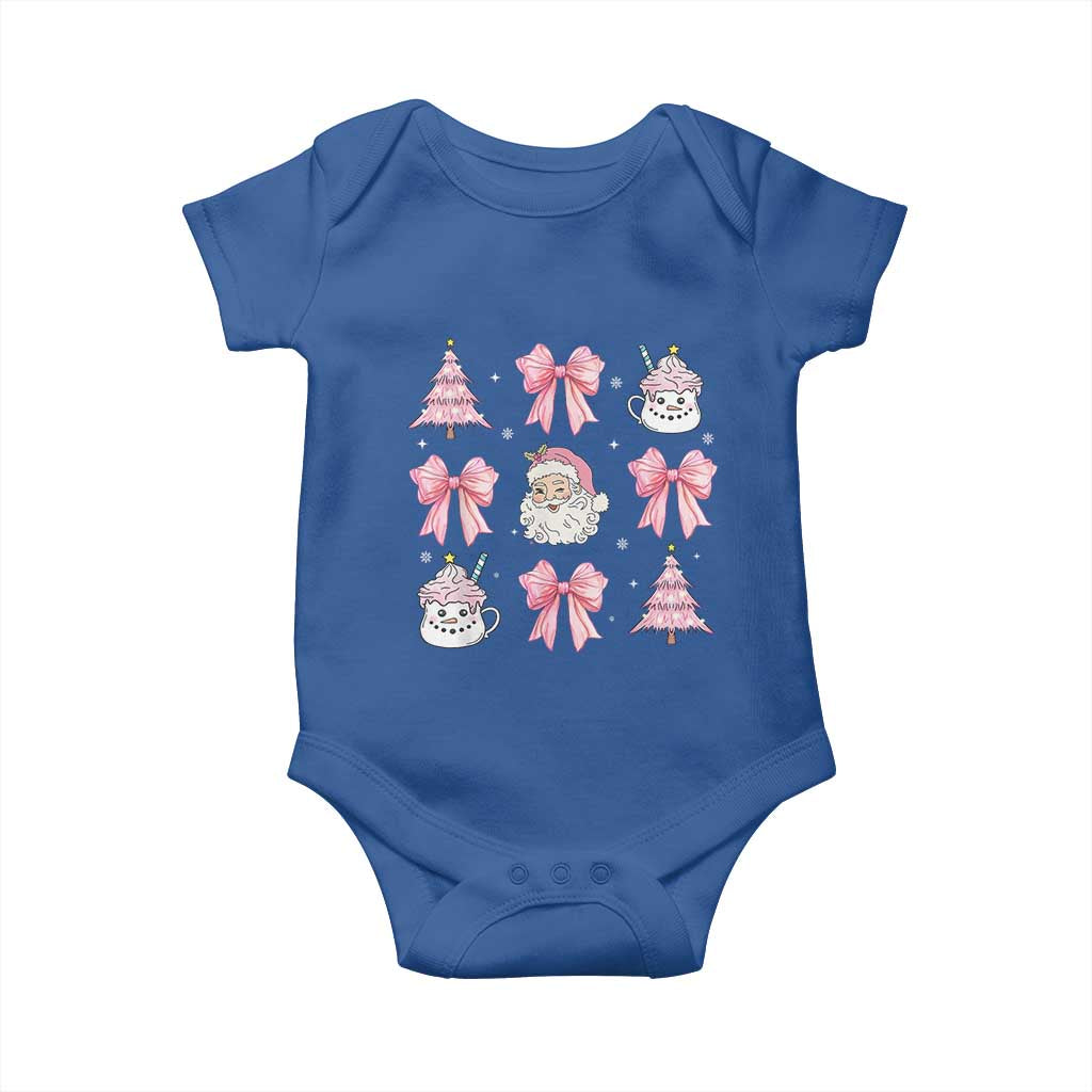 Pink Christmas Coquette Bow Baby Onesie Santa Festive Xmas Vibe TS02 Royal Blue Print Your Wear