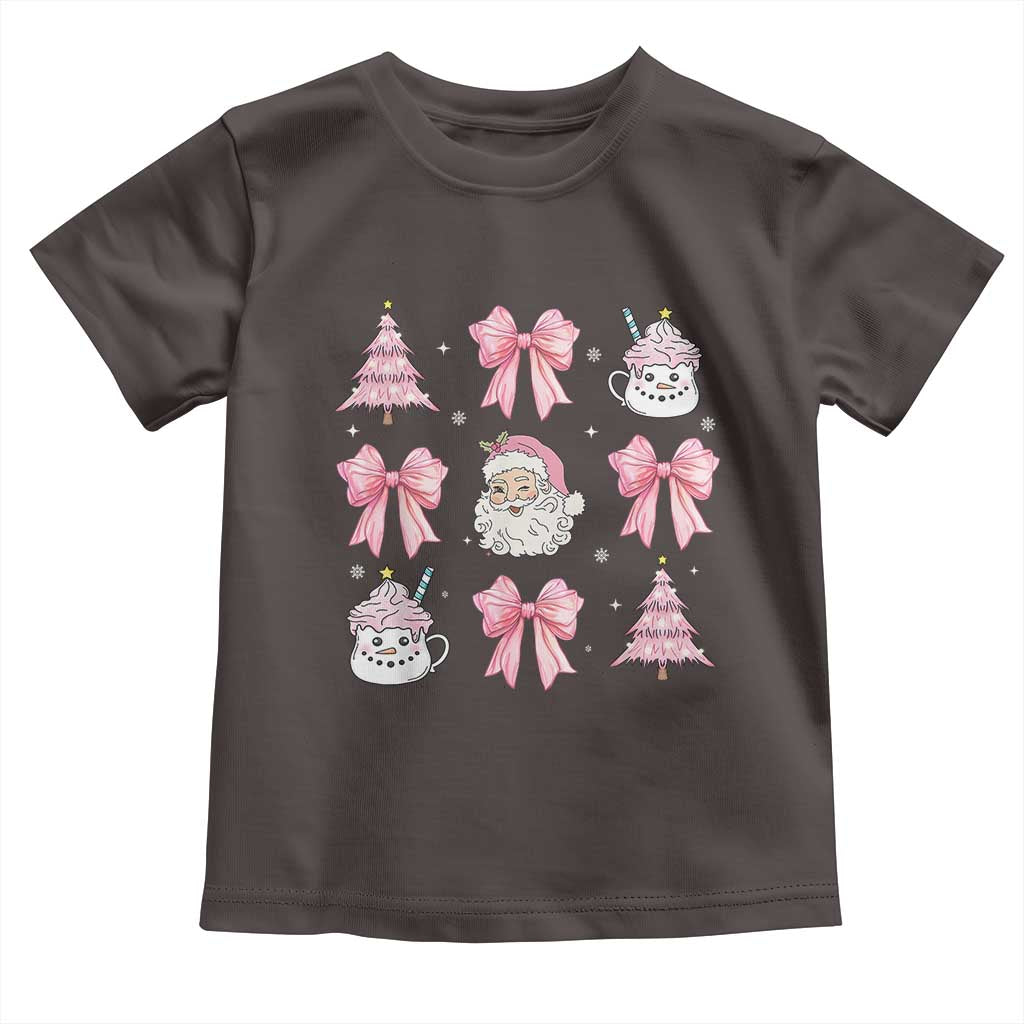 Pink Christmas Coquette Bow Baby Shirt Santa Festive Xmas Vibe TS02 Dark Chocolate Print Your Wear