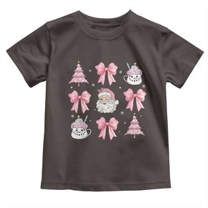 Pink Christmas Coquette Bow Baby Shirt Santa Festive Xmas Vibe TS02 Dark Chocolate Print Your Wear