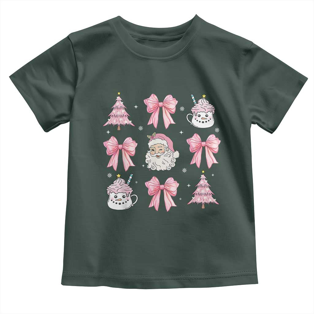 Pink Christmas Coquette Bow Baby Shirt Santa Festive Xmas Vibe TS02 Dark Forest Green Print Your Wear